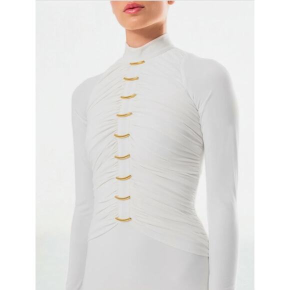 Fernando Claro Circinus Long Sleeve Straight Maxi Dress Circinus White Small - Picture 1 of 8